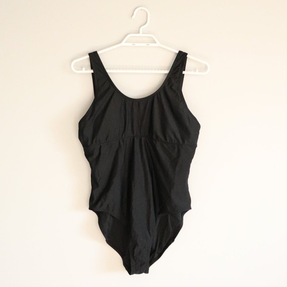 Lole Women's Black Sz 8 One Piece Straps Minimalist Scoop Neck Swim Bathing Suit